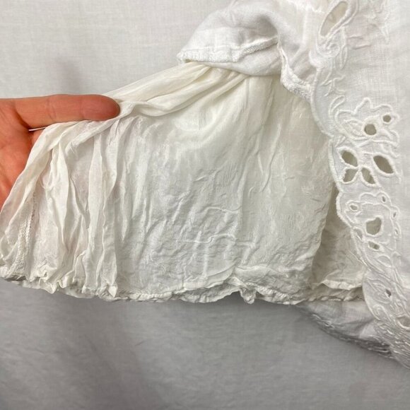 Nenette Linen Lace Short Dress Women Small - Medium Coquette Cottage Romantic - Picture 11 of 16